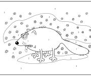Coloriage Renard arctique drole num&eacute;rot&eacute;