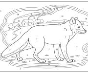 Coloriage Renard d&eacute;taill&eacute; se balade dans le village