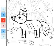 Coloriage Renard en vecteur par num&eacute;ro de 1-6
