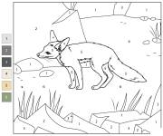 Coloriage Renard p&acirc;le par num&eacute;ro