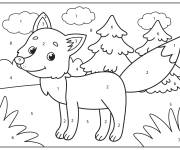 Coloriage Renard qui sourit num&eacute;rot&eacute; de 1-10