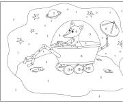 Coloriage Renard travaillant dans l'espace