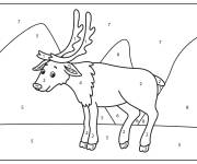 Coloriage Renne animal de foret par num&eacute;ro