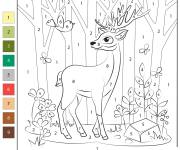 Coloriage Renne dans la foret par num&eacute;ro
