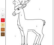 Coloriage Renne de Noel par num&eacute;ro