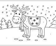 Coloriage Renne de No&euml;l sous la neige par num&eacute;ro