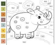 Coloriage Rhinoc&eacute;ros en division par num&eacute;ro
