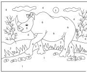 Coloriage Rhinoc&eacute;ros joyeux dans la Jungle