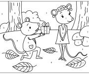 Coloriage Sc&egrave;ne de rats amoureux par num&eacute;ro