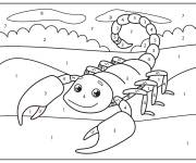 Coloriage Scorpion avec un visage heureux par num&eacute;ro