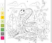 Coloriage Serpent dans la nature num&eacute;rot&eacute;