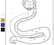 Coloriage Serpent num&eacute;rot&eacute; facile
