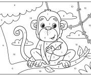 Coloriage Singe animal rigolo par num&eacute;ro
