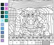 Coloriage Singe en illustration difficile num&eacute;rot&eacute;