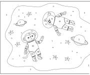 Coloriage Singe et cochon astronautes num&eacute;rot&eacute;