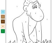 Coloriage Singe facile num&eacute;rot&eacute;