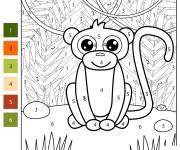 Coloriage Singe kawaii en vecteur num&eacute;rot&eacute;