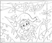 Coloriage Singe mange des bananes num&eacute;rot&eacute; de 1- 11