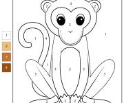 Coloriage Singe souriant num&eacute;rot&eacute; 1-4