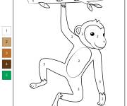 Coloriage Singe suspendu num&eacute;rot&eacute;