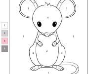 Coloriage Souris facile par num&eacute;ro