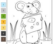 Coloriage Souris style cartoon par num&eacute;ro