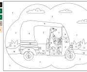 Coloriage Suricate sur Rickshaw par num&eacute;ro
