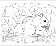 Coloriage Tamia en mangeant par num&eacute;ro
