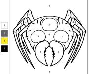 Coloriage T&ecirc;te d'araign&eacute;e num&eacute;rot&eacute; style dessin anim&eacute;