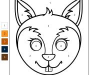 Coloriage T&ecirc;te d'&eacute;cureuil kawaii num&eacute;rot&eacute;