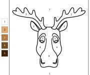 Coloriage et dessins gratuit T&ecirc;te d'&eacute;lan num&eacute;rot&eacute; de 1-5 à imprimer