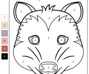 Coloriage T&ecirc;te d'opossum num&eacute;rot&eacute; de 1-6