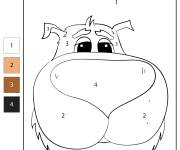 Coloriage et dessins gratuit T&egrave;te d'un chien mignon par num&eacute;ro à imprimer