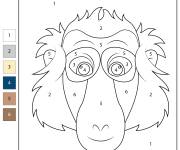 Coloriage T&ecirc;te de babouin kawaii num&eacute;rot&eacute;