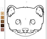 Coloriage T&ecirc;te de belette facile par num&eacute;ro