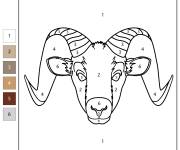 Coloriage T&ecirc;te de b&eacute;lier par num&eacute;ro