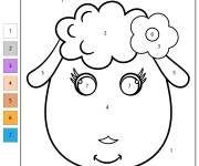 Coloriage T&ecirc;te de Brebis mignonne par num&eacute;ro