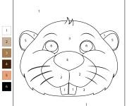 Coloriage T&ecirc;te de castor kawaii par num&eacute;ro