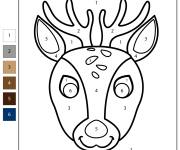 Coloriage T&ecirc;te de cerf num&eacute;rot&eacute;