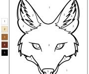 Coloriage T&ecirc;te de chacal num&eacute;rot&eacute; de 1-5