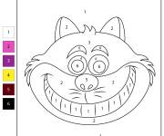 Coloriage T&ecirc;te de chat Cheshire par num&eacute;ro