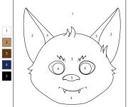 Coloriage T&ecirc;te de chauve-souris par num&eacute;ro