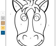 Coloriage T&ecirc;te de cheval kawaii num&eacute;rot&eacute;