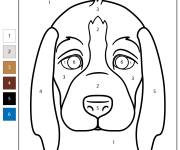 Coloriage T&ecirc;te de chien kawaii num&eacute;rot&eacute; de 1-6