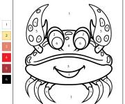 Coloriage T&ecirc;te de crabe num&eacute;rot&eacute; de 1-6