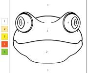 Coloriage et dessins gratuit t&ecirc;te de grenouille arboricole num&eacute;rot&eacute; de 1-5 à imprimer