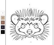 Coloriage T&ecirc;te de h&eacute;risson num&eacute;rot&eacute; de 1-5