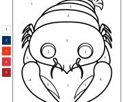 Coloriage T&ecirc;te de homard par num&eacute;ro 1-5