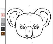 Coloriage et dessins gratuit T&ecirc;te de koala num&eacute;rot&eacute; de 1-6 à imprimer