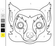 Coloriage T&ecirc;te de l&eacute;murien num&eacute;rot&eacute; de 1-6